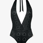 Riviera Notes Plunge Swimsuit - Deep Black - Simply Beach UK