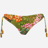 Sunset Florals Loop Side Bikini Pant - Warm Olive - Simply Beach UK