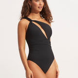 Collective One Shoulder Swimsuit - Black - Simply Beach UK