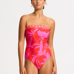 Birds of Paradise DD Bandeau Swimsuit - Chilli Red - Simply Beach UK