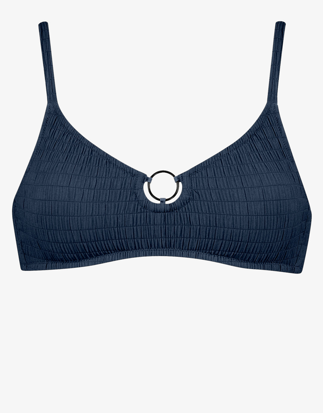 Solid Crush Ring Bralette Bikini Top - Night Blue - Simply Beach UK