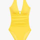 Beach Club Solids Ring Front Swimsuit - Yellow - Simply Beach UK