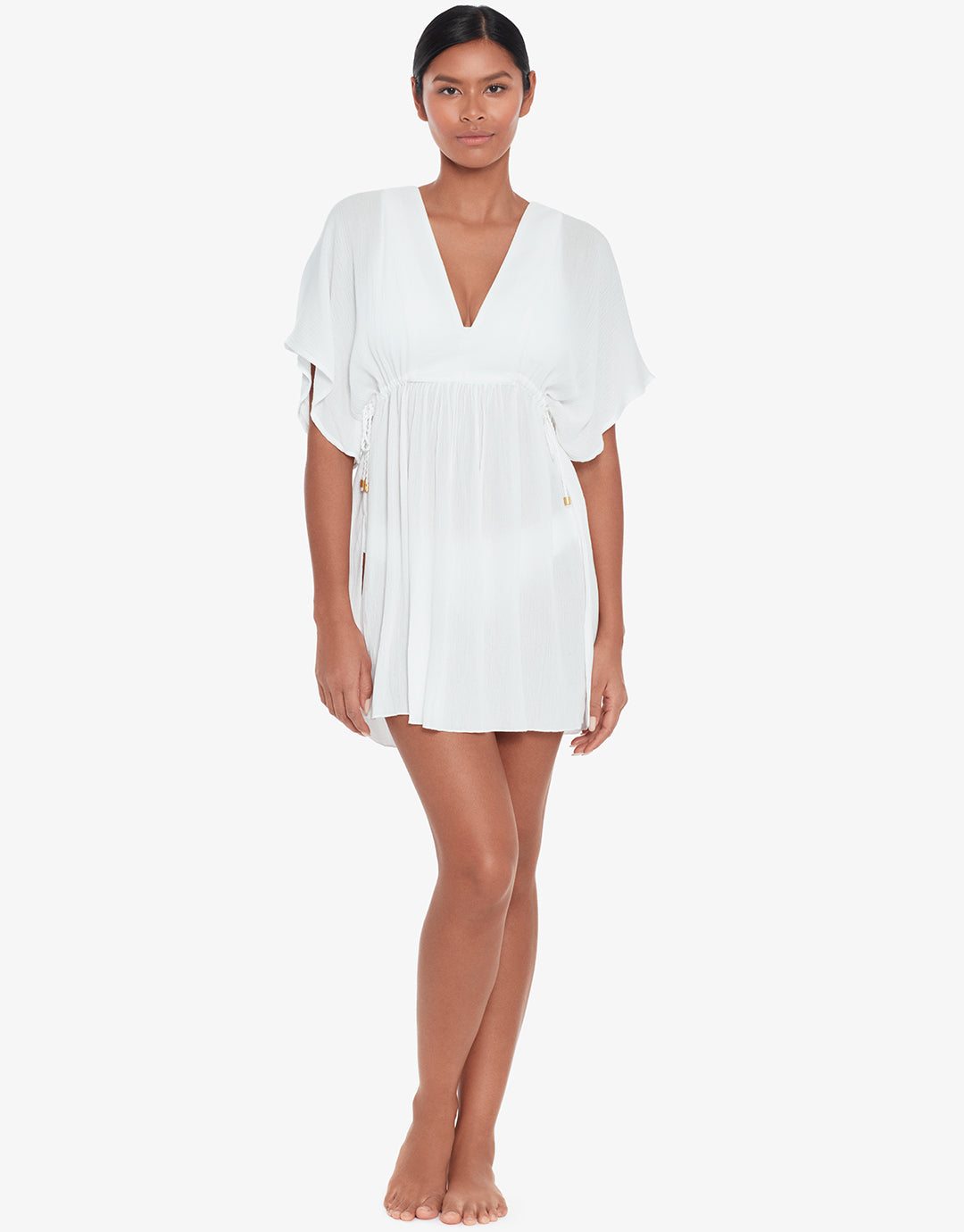 Crinkle Tunic Beach Dress - White Crinkle Tunic Beach Dress - White