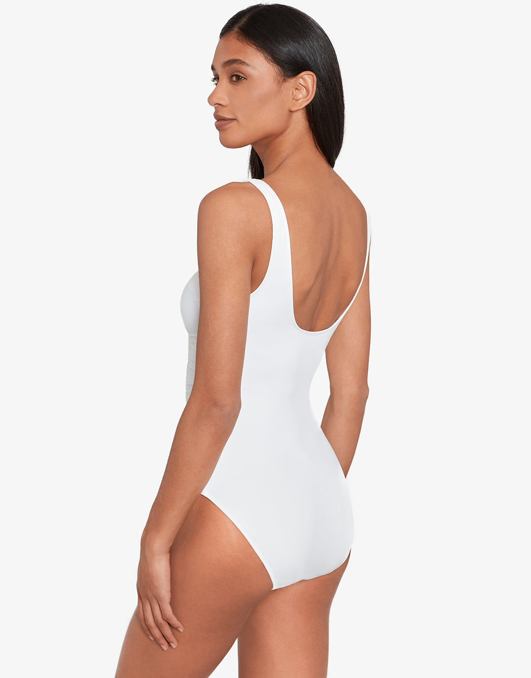 Beach Club Solids Ring Front Swimsuit - White - Simply Beach UK