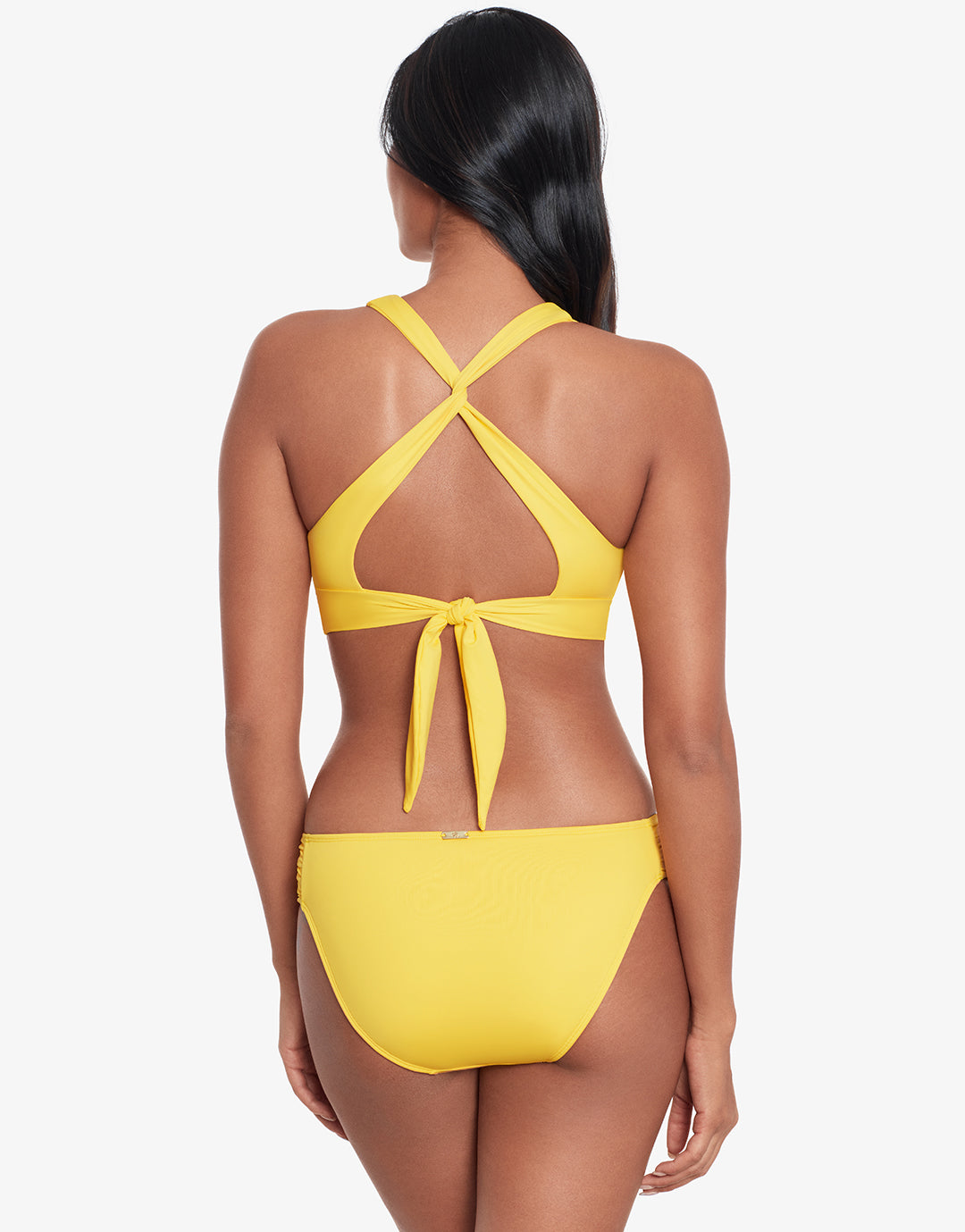 Beach Club Solids Twist X Back Bikini Top - Yellow - Simply Beach UK