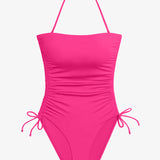 Beach Club Solids Ruched Strapless Swimsuit - Passionfruit - Simply Beach UK