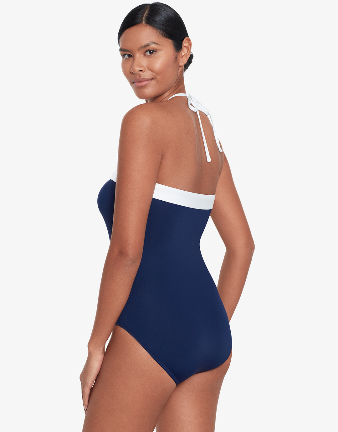 Bel Air Modern Bandeau Swimsuit - Navy and White - Simply Beach UK