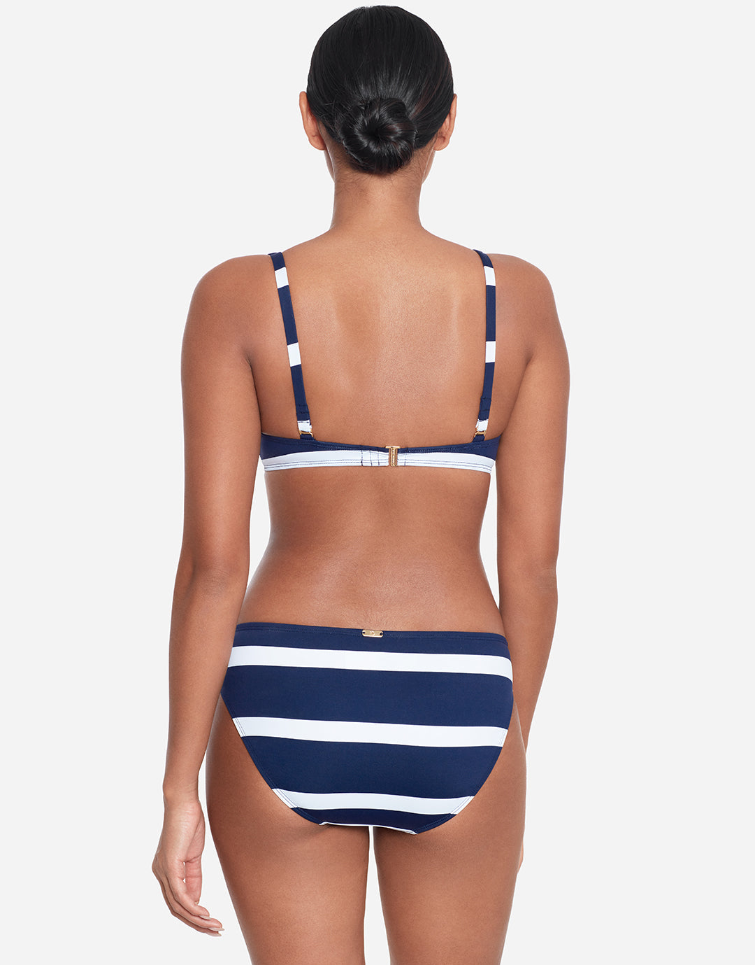 Mariner Stripe Ring OTS Bikini Top - Navy and White - Simply Beach UK