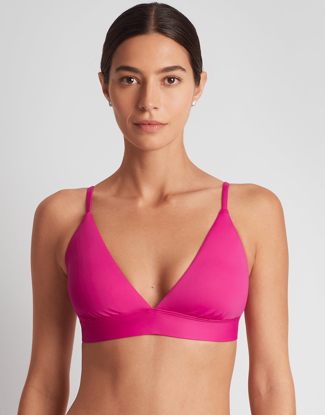 Beach Club Solids Triangle V Neck Bra Bikini Top - Freesia Pink - Simply Beach UK