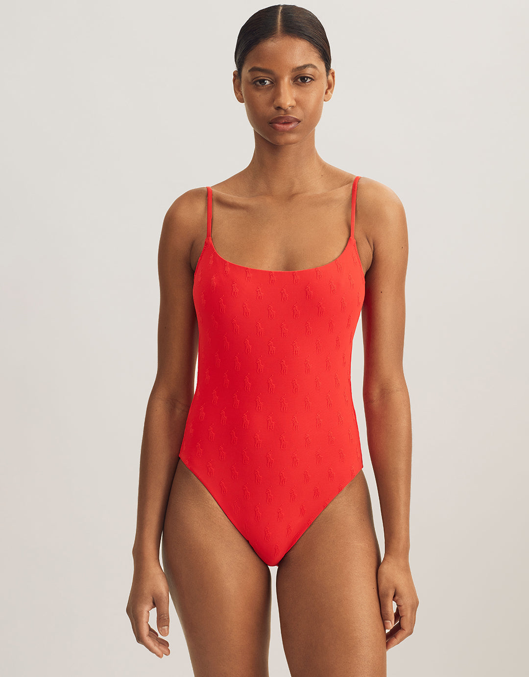 Logo Jacquard Kennedy Swimsuit - Bright Hibiscus - Simply Beach UK