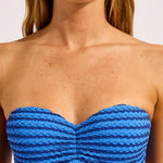 Mesh Effect Bustier Bandeau Bikini Top - Sapphire - Simply Beach UK