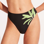 Palm Paradise High Rise Bikini Pant - Black - Simply Beach UK