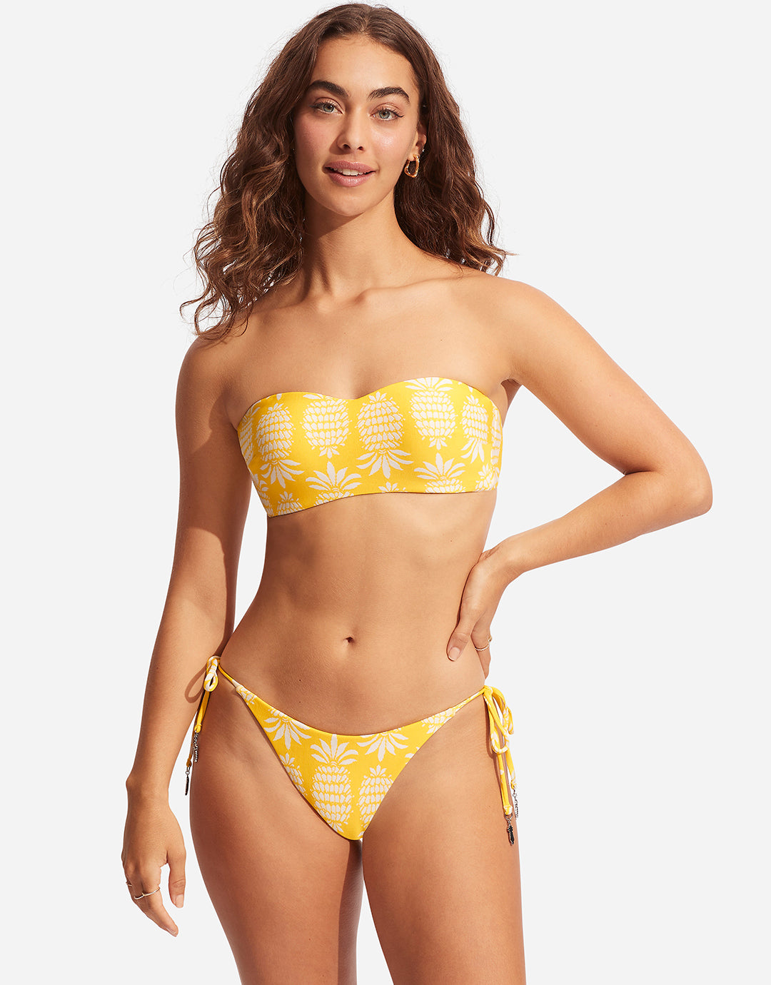 Corsica Bustier Bandeau Bikini Top - Citron - Simply Beach UK