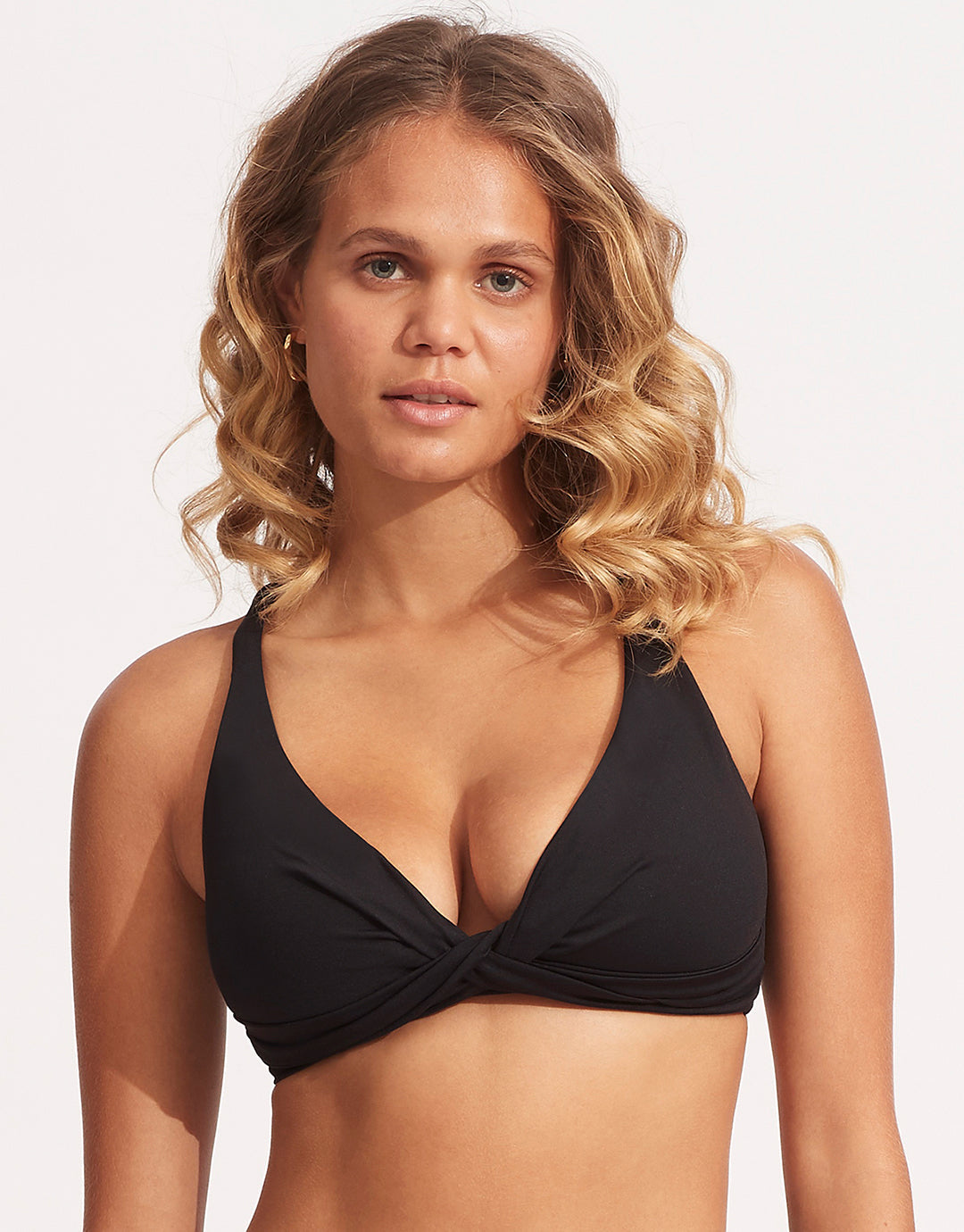 Collective DD Double Wrap Front Bikini Top - Black - Simply Beach UK