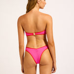 Beach Bound Ring Front Bandeau Bikini Top - Hot Pink Flame - Simply Beach UK