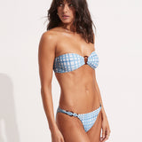 Amalfi Check Trim Hipster Bikini Pant - Amalfi Blue - Simply Beach UK