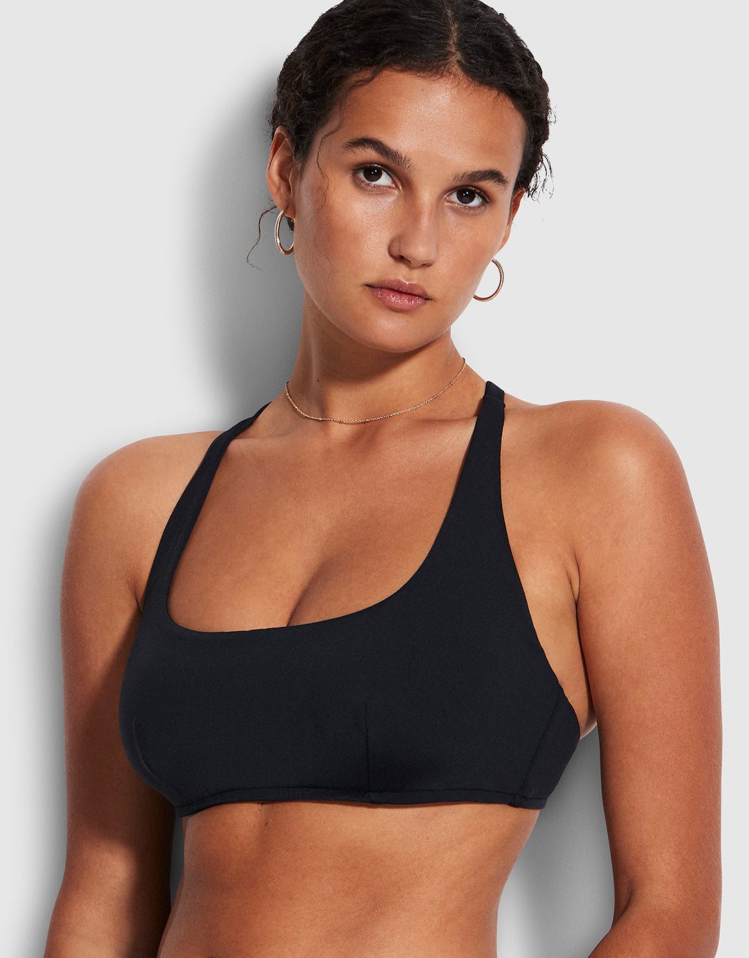 Collective DD Scoop Neck Halter Bikini Top - Black - Simply Beach UK