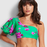 Full Bloom One Shoulder Bikini Top - Jade - Simply Beach UK