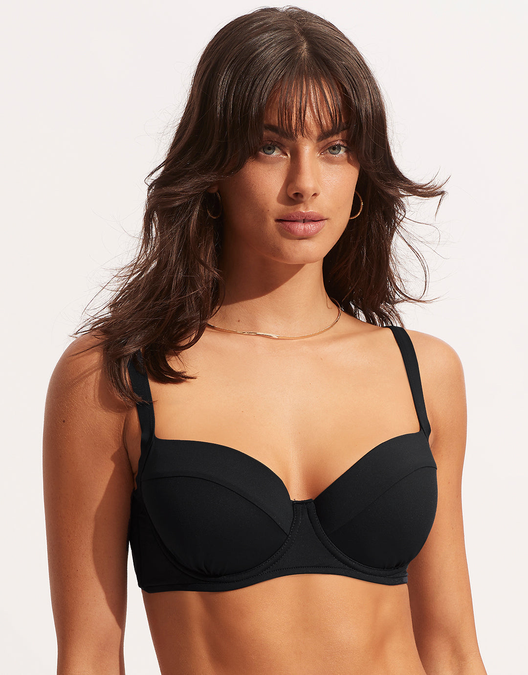 Loren Cup / Negro - classic black plus size swim bra for large breasts