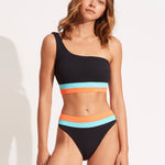 Slice of Splice One Shoulder Bikini Top - Black - Simply Beach UK