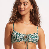 Wild at Heart Drawstring Bralette Bikini Top - Evergreen - Simply Beach UK
