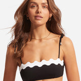 Gia Ric Rac Bustier Bandeau Bikini Top - Black - Simply Beach UK