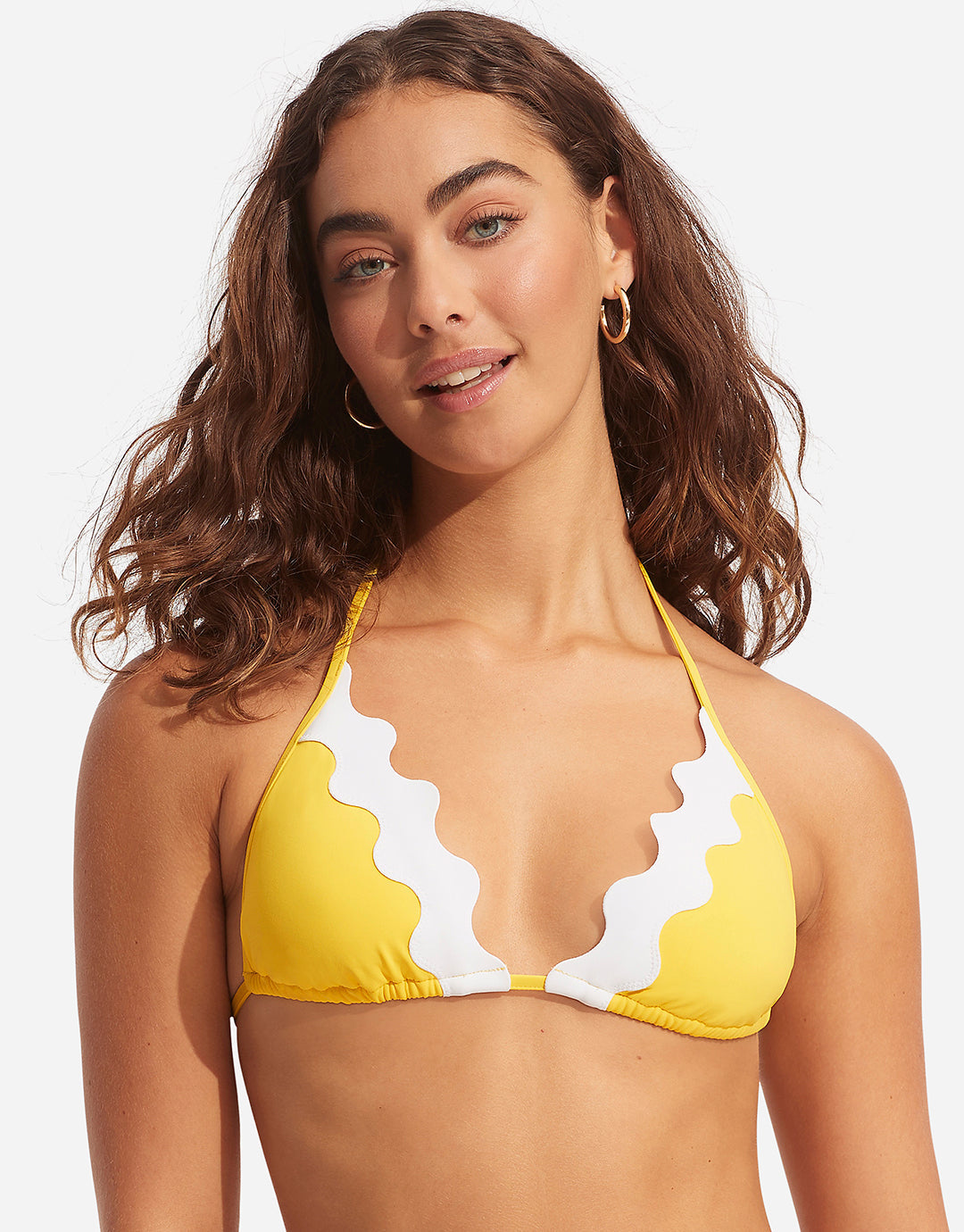 Gia Ric Rac Slide Tri Bikini Top - Citron - Simply Beach UK