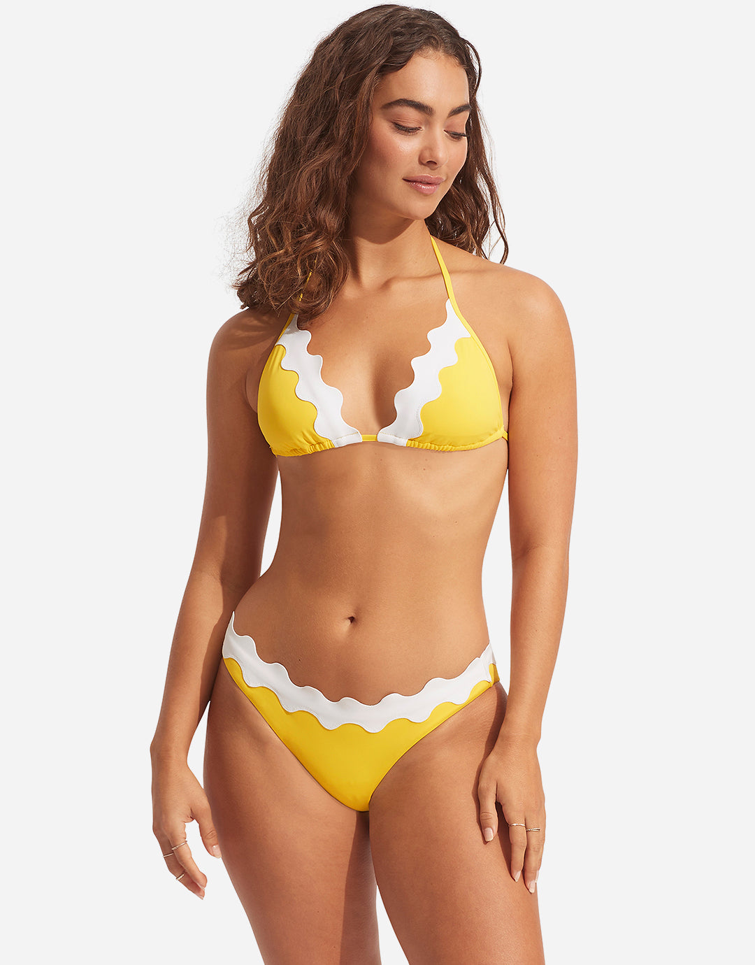 Gia Ric Rac Slide Tri Bikini Top - Citron - Simply Beach UK