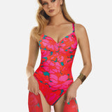 Floreale Underwired Crossover Swimsuit - Pink - Simply Beach UK