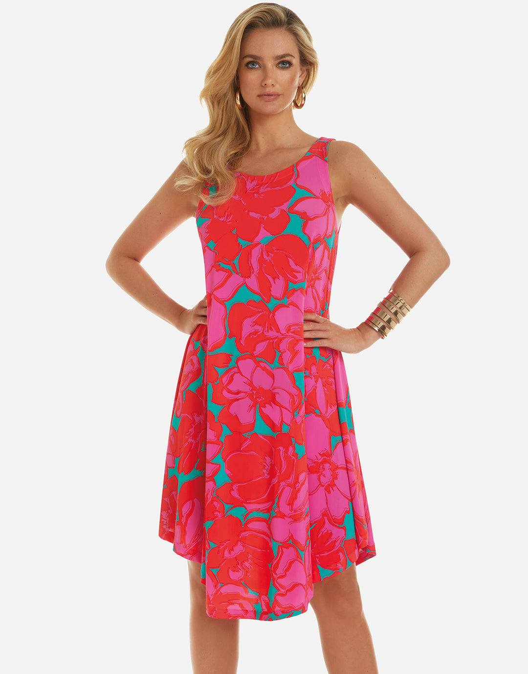 Floreale Sleeveless Midi Dress - Pink - Simply Beach UK