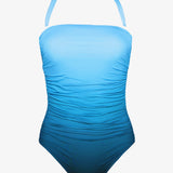 Brasil Ruched Bandeau Swimsuit - Blue Ombre - Simply Beach UK