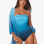 Brasil Ruched Bandeau Swimsuit - Blue Ombre - Simply Beach UK