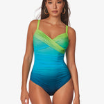 Brasil Underwired Crossover Swimsuit - Turquoise Ombre - Simply Beach UK