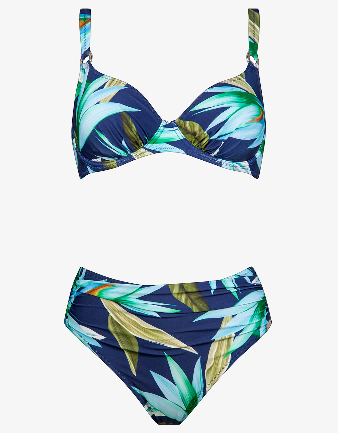 Ocean Bloom Underwired Bikini Set - Navy Aqua - Simply Beach UK