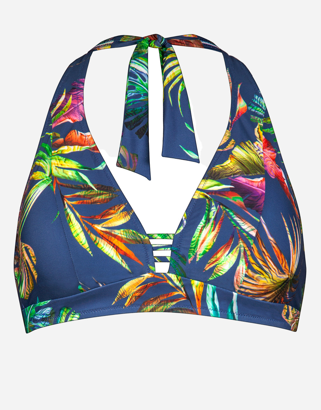 Plunge Moulded Halter Bikini Top - Indigo Rainbow - Simply Beach UK