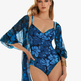 Floreale Underwired Wrap Swimsuit - Blue - Simply Beach UK