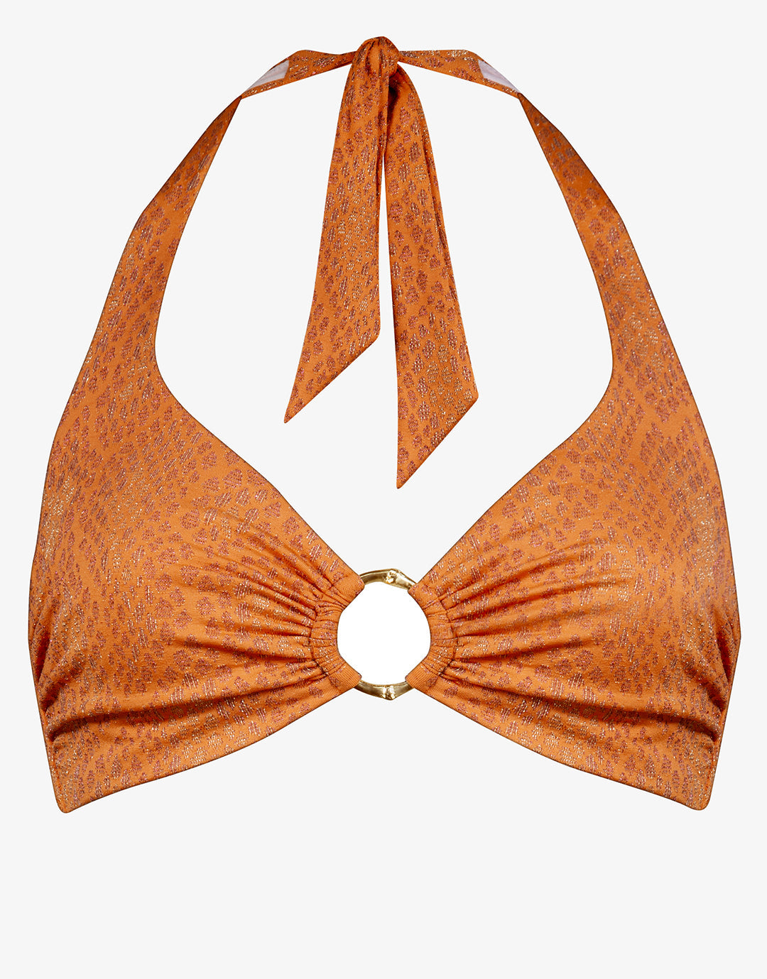 Glance Underwired Halter Bikini Top - Metallic Apricot - Simply Beach UK
