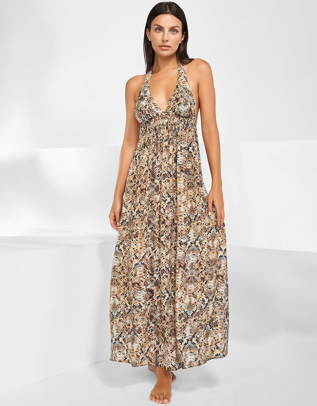 Serpent Maxi Halter Dress - Python - Simply Beach UK