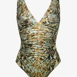 Serpent Ruched Moulded Swimsuit - Python - Simply Beach UK