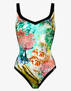 Coral Paradise Moulded Swimsuit - White Reef - Simply Beach UK