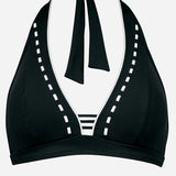 Marine Mindset Halter Bikini Top - Black and White - Simply Beach UK