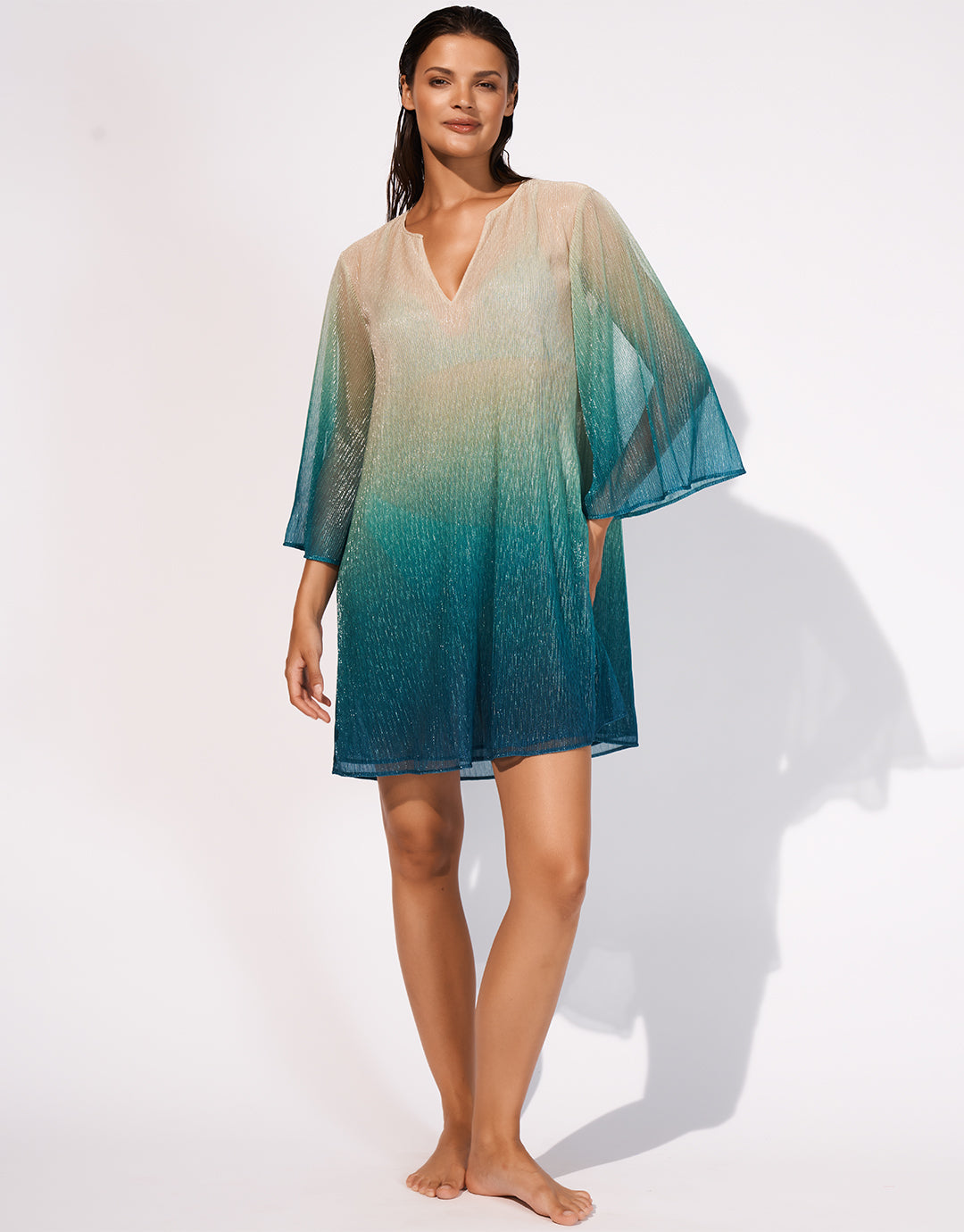 Ombre Metallic Tunic - Aqua Gradient Ombre Metallic Tunic - Aqua Gradient