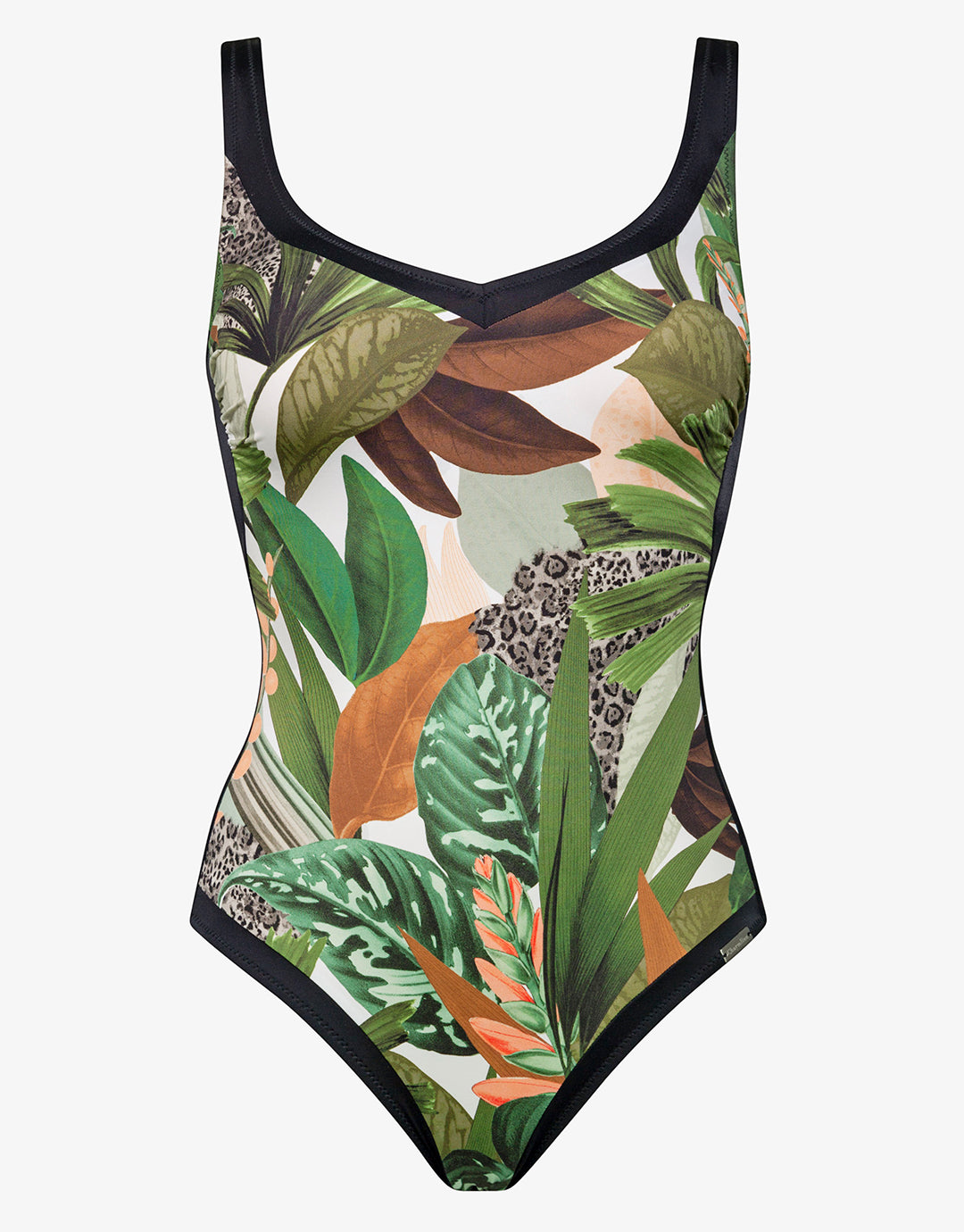 Floral Safari Shaped Neck Swimsuit - White Jungle - Simply Beach UK