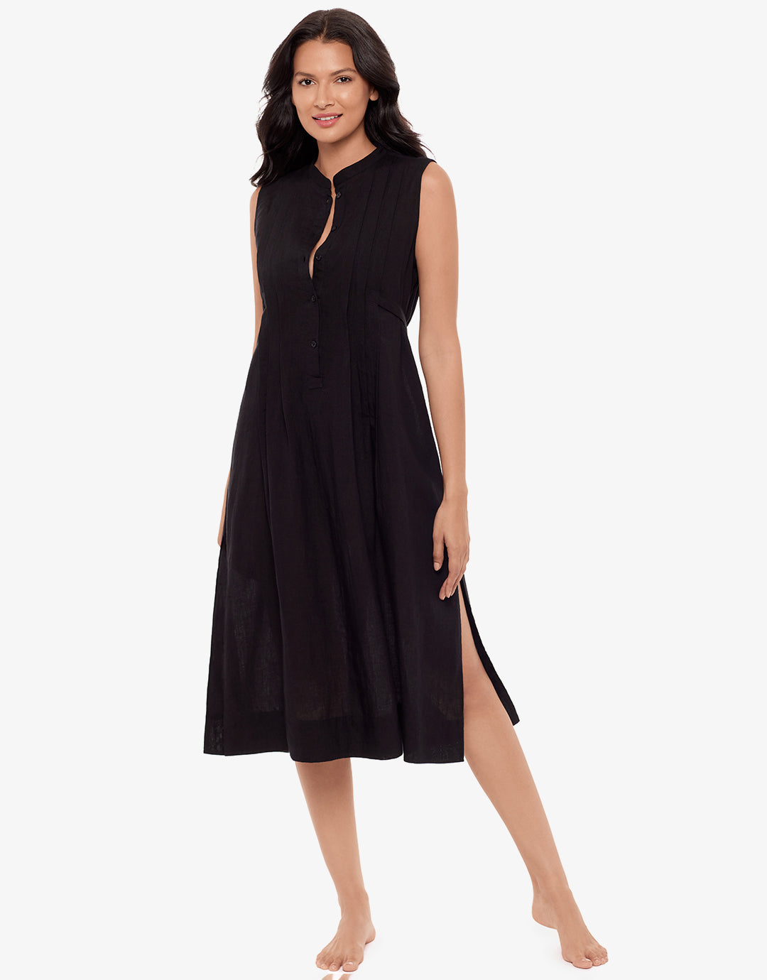 Pleated Beach Dress - Black Pleated Beach Dress - Black