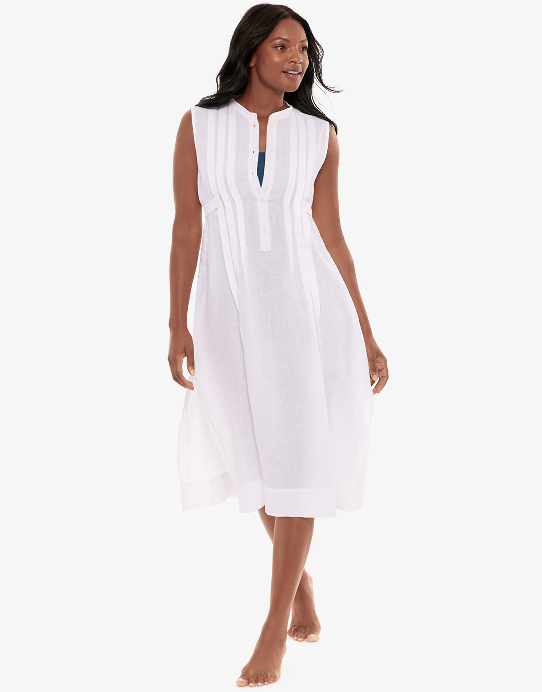 Pleated Beach Dress - White - Simply Beach UK