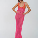Crochet Colourblock Siren Dress - Hot Pink - Simply Beach UK