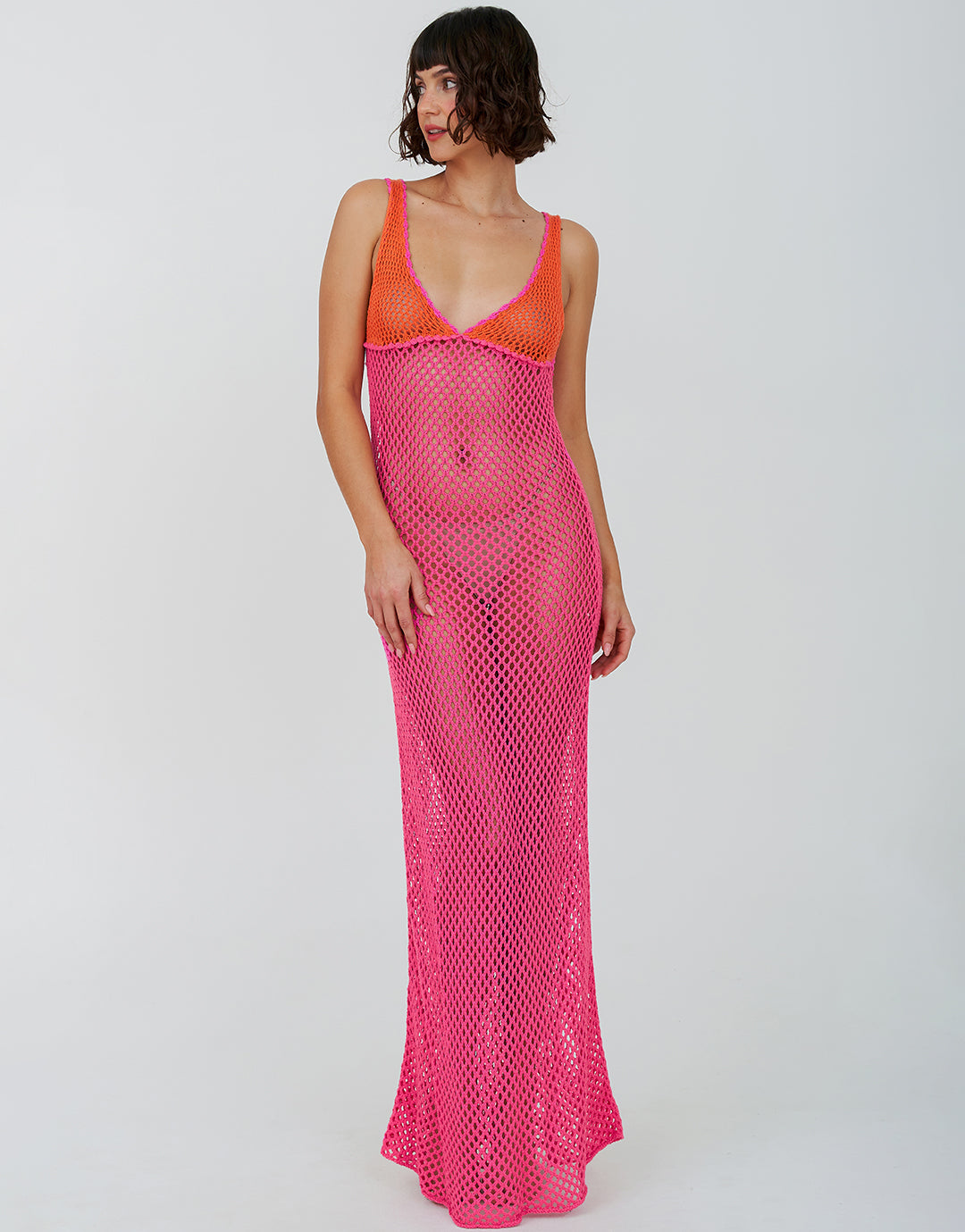 Crochet Colourblock Siren Dress - Hot Pink - Simply Beach UK