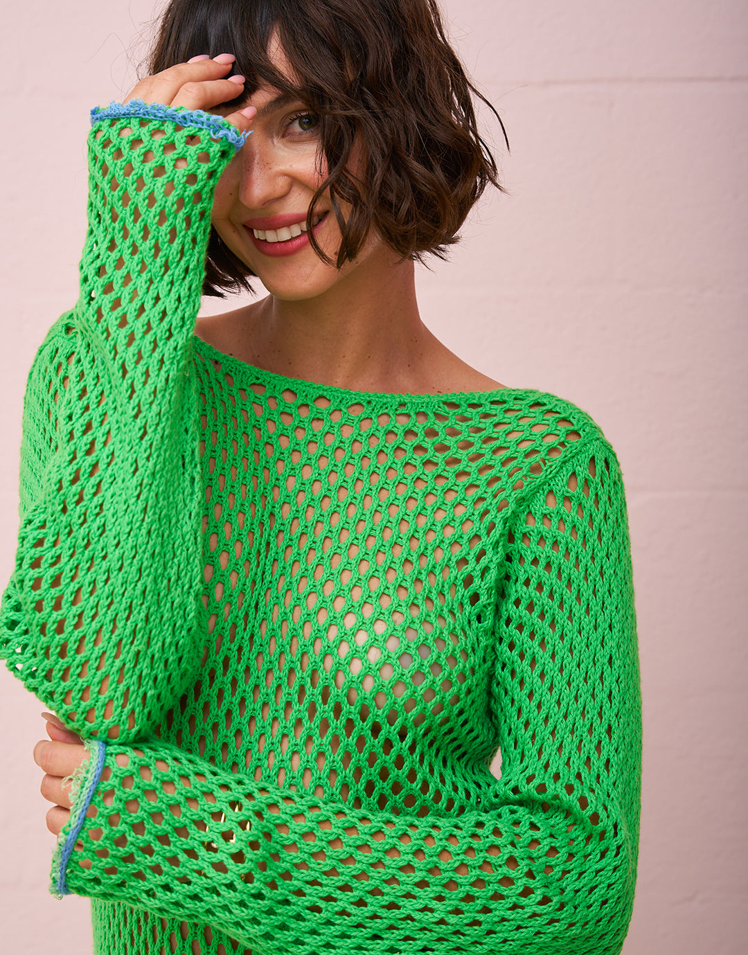 Crochet U Back Maxi Dress - Green - Simply Beach UK