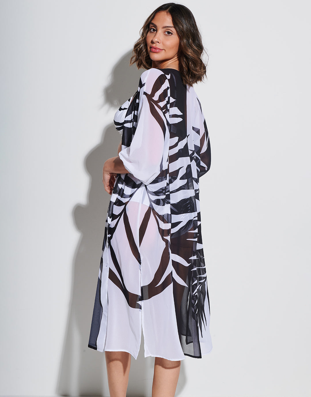 Black and White Midi Beach Shirt - Simply Beach UK