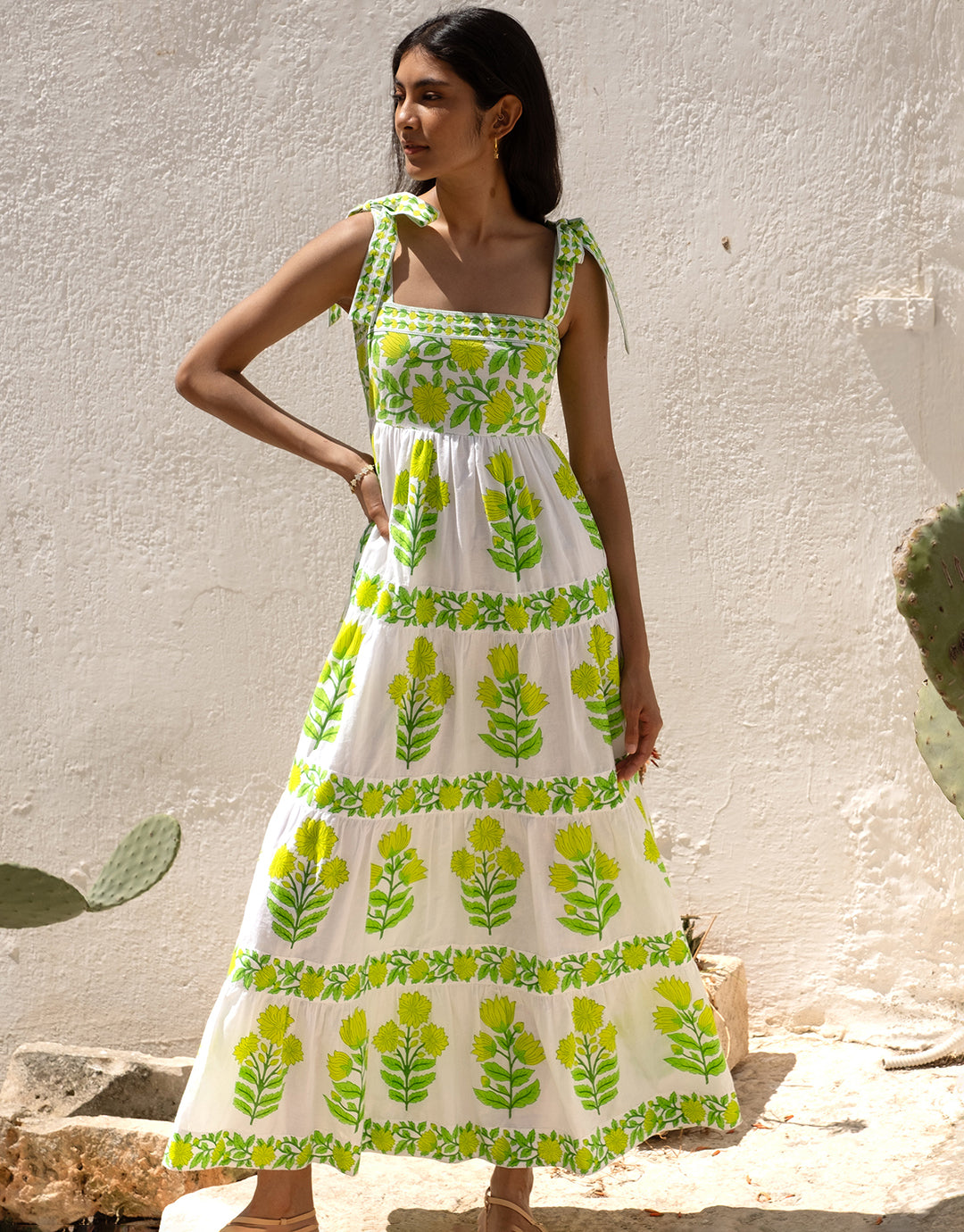 Lara Dress - Lime Botanics Lara Dress - Lime Botanics
